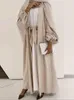 Vêtements ethniques Plain Ouvert Abaya Kimono Turquie Manchette élastique Ceinturée Abayas pour femmes Dubaï Musulman Hijab Robe Islam Modeste Tenues Kaftan