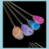 Colliers pendentif pierre naturelle Colorf cristal coupe Texture pendentif collier différents modèles cou pull chaîne mélange mode bijou Dhnyb