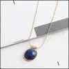 Colliers pendentif naturel 1.6 cm perle ronde Agate pendentif collier plaqué or chaîne de boule colliers livraison directe bijoux colliers Pe Dhwoy