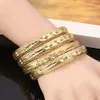 4 Uds. Brazaletes de oro de Dubái, pulseras anchas, joyería africana europea de Etiopía, Bangles267T