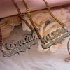 Personalized Name Necklace Custom Bling s Gold Stainless Steel Cuban Chain Choker for Women Jewelry Gift 220722267V