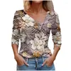 Camisetas femininas primavera simples blusas camiseta elegante casual topos de manga longa inclinação pescoço impressão outono elegante roupas femininas