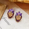 Charm Handmade Purple Earrings Women Trendy Baroque Hanging Big Statement Bridal Party Jewelry Gift 231205