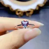 Küme halkaları zarif Alexandrite Solitaire Ring Art Deco Kalp Nişanlığı Haziran Doğum Taşı Vaat Hediye