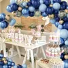 Décorations de Noël Ballons métalliques bleus Garland Kit Gold Confetti Balloon Arch Décoration de fête d'anniversaire Enfants Mariage Anniversaire Baby Shower Boy 231205