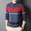 Men's Polos Top Grade Fashion Designer Brand Simple Mens Polo Shirt Trendy With Long Sleave Stripped Casual Tops Men Clothes 231205