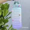 Waterflessen Kawaii Fles 2 Liter Sport Motiverend met Rietje Tijdmarkering Plastic Bekers Drinkgerei Grote Capaciteit Termos 231205