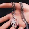 Pendant Necklaces Music Notes Stainless Steel Necklace Women Men Silver Color Chain Oval Jewelry Chaine Acier Inoxydable N4277S06P281f