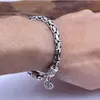 100% REAL 925 Sterling Silver Men Armband tjockt säkert mönster Vintage Punk Rock Style Bangle Men Fine Jewelry Father's Day GI259U