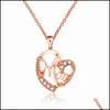 Pendant Necklaces Mom Necklace Mothers Day Gift For Hollow Out Gold Sier Alloy Metal Crystals Necklaces Heart Pendant Drop Delivery Je Dhsco