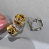 Brand Pure 925 srebrna biżuteria dla kobiet AB Kolczyki Diamond Gold Clip Kolczyki do uszy projekt Summer340p