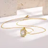 Pendant Necklaces Danity Square Baguette Crystal Necklace For Women Sparking Cubic Zirconia Stone Female Pave Emerald