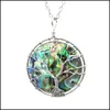 Pendant Necklaces Copper Wire Winding Abalone Shell Necklace Energy Stone Drop Delivery Jewelry Pendants Dhk5J