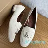 Slip-on Sheep Shoe Slip på läder Frosted Tassel Charm runda huvudet platt botten grunt mun casual skoskor