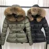 Womens Down Jacket Winter Jackets Coats Real raccoon hair collar Warm Fashion Parkas With Belt Lady cotton Coat Outerwear Big Pocket mon jacket size1-5