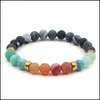 Charme Pulseiras Pedra Chakra Pulseira Weathering Ágata Cura Homens Mulheres Jóias Elastic Bead Drop Delivery Dhthk