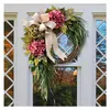 Wreaths & Garlands Farmhouse Pink Hydrangea Wreath Rustic Home Decor Artificial Garland for Front Door Wall Decor NEWEST Q0812235Z