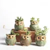 5 datorer Set Creative Ceramic Owl Shape Flower Pots Planter Desk Söt design Succulent Y200723229B