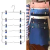 Hangers Racks 1PC Multilayer Clothes with 12 Clips Clothing Storage Rack Holder Drying Wardrobe Folding Pants Metal Skirt 231204