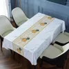 Toalha de mesa com padrão de luxo, toalha de mesa à prova d'água com estampa de folhas de outono para mesas de jantar de café, capa de pvc retangular