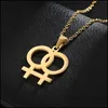 Pendant Necklaces Venus Symbol Charm Female Lesbian Lgbt Necklace Women Les Gold Sier Color Stainless Steel Wedding Jewelry Drop Del Dhpdt