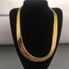 10MM Wide Snake Bone Chain Yellow Gold Filled Men Statement Herringbone Necklace 76cm30 263r