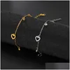 Bracelets de charme Bracelets de charme Lucktune Femmes Hommes Lune Coeur Papillon Arbre Pendentif En Acier Inoxydable Chaîne Réglable Bracelet Bijoux Dhfok