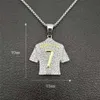 Heren ketting Football 7 hanger met roestvrijstalen ketting en Iced Out bling strass ketting hip hop sport sieraden X0707281F