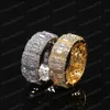 Hommes femmes Hip Hop bijoux de luxe Bling glacé anneaux or argent diamant fiançailles mariage bague cadeau 2999252f