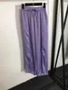 Diseñador de Sleep Lounge para mujer Nuevo conjunto de pijama para el hogar con bolsillos bordados en el pecho, camisa de manga larga y pantalones anchos con cintura elástica con cordón 5T4X