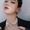 European and American three-layer pearl necklace niche high-end diamond-encrusted clavicle chain women's fast delivery222o