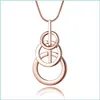 Colliers pendentifs Trois cercles Collier pendentif rond Chaîne d'os de serpent Trois cerceaux Pull de verrouillage Accessoires Drop Livraison Jewe Dh1Ua