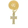 Europa USA 18 carati oro reale placcatura diamante collana pendente croce tridimensionale hip-hop gioielli hip hop269y