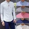 Camicie casual da uomo Coreano Autunno Abbigliamento di lusso Moda Cotone morbido Camicie sottili da uomo Slim Fit Camicia a maniche lunghe Risvolto maschile Abito da sposa 231205