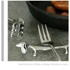 Kök förvaring 6 st hundformade vila pinnar vilar hållar metall stativ sked gaffel besticksbox
