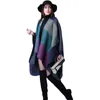 Foulards épaissir hiver châle enveloppes cape femmes automne ponchos plus taille bloc plaid ouvert pull avant polaire écharpe manteau tenues de vacances 231205