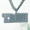 Iced Out Custom Name Baguette Zircon Letters Pendant Big Size Gold Silver Color Nacklace for Men Hip Hop Jewelry301p