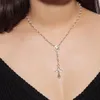 Sparkly Cross Pendant Choker Necklace Long Imitation Pearl Pärled Chain Rosary Madonna Coin Halsband Pendants religiösa smycken277o