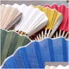 Chinese Style Products Chinese Style Products Shell Shaped Folding Fan Simple Solid Color Handmade Fabric Retro Small Portable Bamboo Dhsug