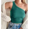 Camisolas sin mangas para mujer, camisetas sin mangas con un hombro, camiseta lisa sin mangas, chaleco Sexy de playa para mujer, ropa de moda para mujer