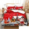 寝具セット寝具セットレッドメリークリスマスベッドルームセットソフトベッドファッショナブルで快適な羽毛布団ERキルトケースL221025ドロップDH7UH