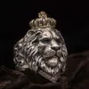 Bague Punk avec couronne d'animaux et Lion pour hommes, bijoux gothiques, grande taille 7-14, 327x