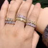 Fedi nuziali in argento sterling 925 rettangolo CZ anello quadrato color oro zirconi cubici dito per donna uomo gioielli di moda 231205