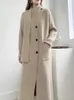 Kvinnors tröjor IEQJ -halsduk Krö Design Cardigan Sticking Long Sweater For Women Solid Hel ärm Loose Casual Coat Winter Clothing 3WQ2178 231205