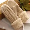 Cinq doigts gants mode femmes torsion fleurs laine tricot mitainesunisexe double épaissir plus velours doigt complet cachemire chaud conduite mitaines l45 231205