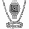 Ketten Iced Out Kette Bling Miami Cuban Link Strass Uhr Halsketten Armband Frauen Männer Schmuck Set Hip Hop Choker2947