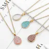 Pendentif Colliers Mode 4Colors Druzy Drusy Collier Plaqué Or Géométrie Faux Pierre Naturelle Résine Pour Femmes Bijoux Drop Livraison Dh4Zs