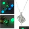 Lockets Magic Cube Noctilucent Lockets Hollow Out Pattern Luminous Beads Square Prendants Netclaces for Sal