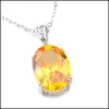 Wedding Jewelry Sets 3Pcs/Set Luckyshine Wedding Engagement Weddings Jewelry Fire Brazil Citrine Gems 925 Sterling Sier Necklace Penda Dhg3E