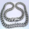 Riesige Kette, 15 mm, 61 cm, Schmuck für Herren aus dem Nahen Osten, Edelstahl, kubanische Panzergliederkette, silberfarben, schwerer Ehemann, 225S